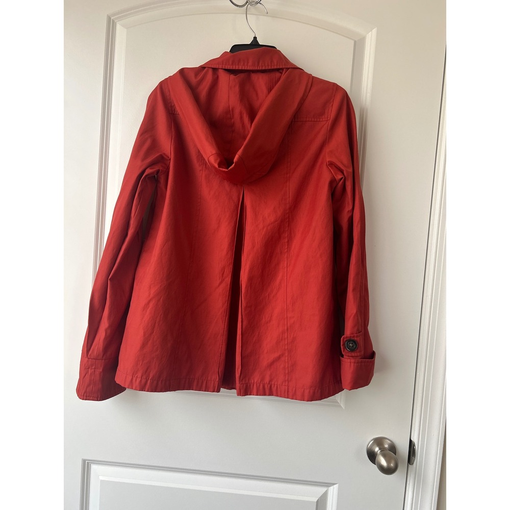 Gallery Rust Colored Rain Jacket XS Lightweight Button Front Trench Coat - Picture 6 of 8